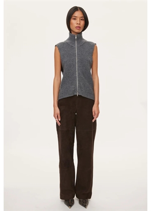 Fave knit zip vest Dark Grey Melange Oval Square